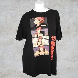 My Hero Academia Mens Black Tee Eijiro Kirishima Red Riot Action Panels T-Shirt